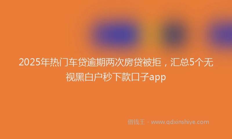 2025年热门车贷逾期两次房贷被拒，汇总5个无视黑白户秒下款口子app