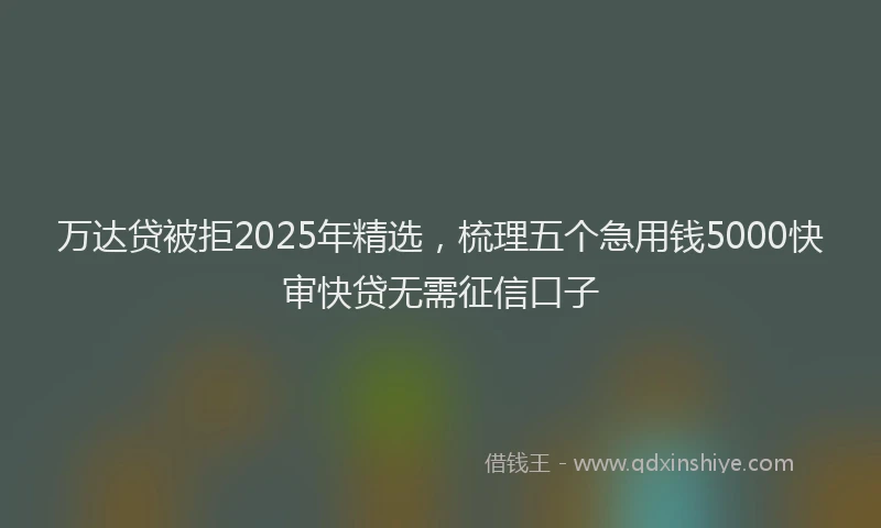 万达贷被拒2025年精选，梳理五个急用钱5000快审快贷无需征信口子