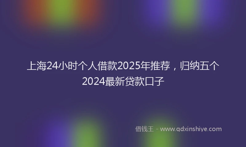 上海24小时个人借款2025年推荐，归纳五个2024最新贷款口子