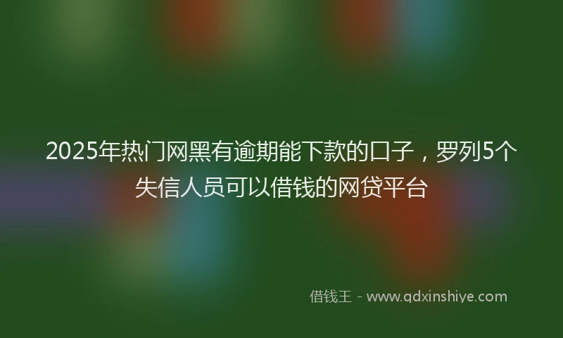 2025年热门网黑有逾期能下款的口子，罗列5个失信人员可以借钱的网贷平台