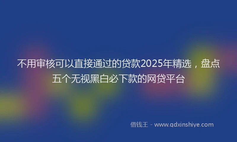 不用审核可以直接通过的贷款2025年精选，盘点五个无视黑白必下款的网贷平台