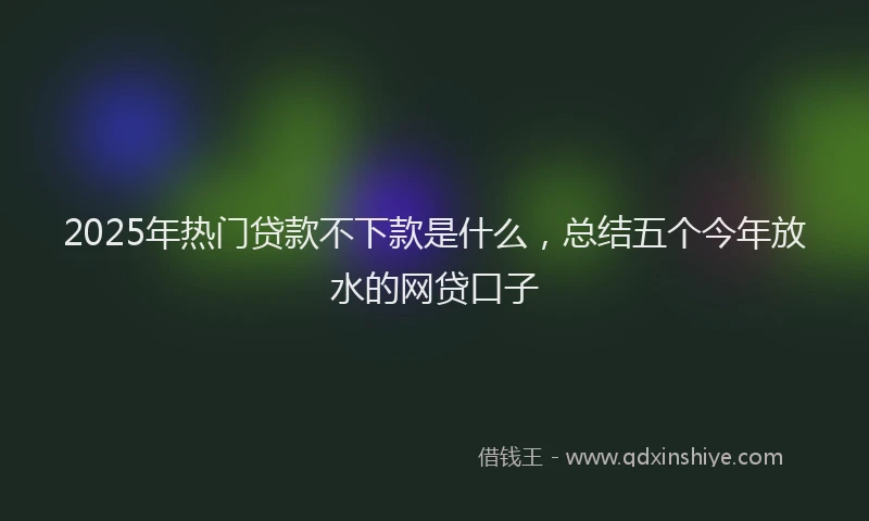 2025年热门贷款不下款是什么，总结五个今年放水的网贷口子