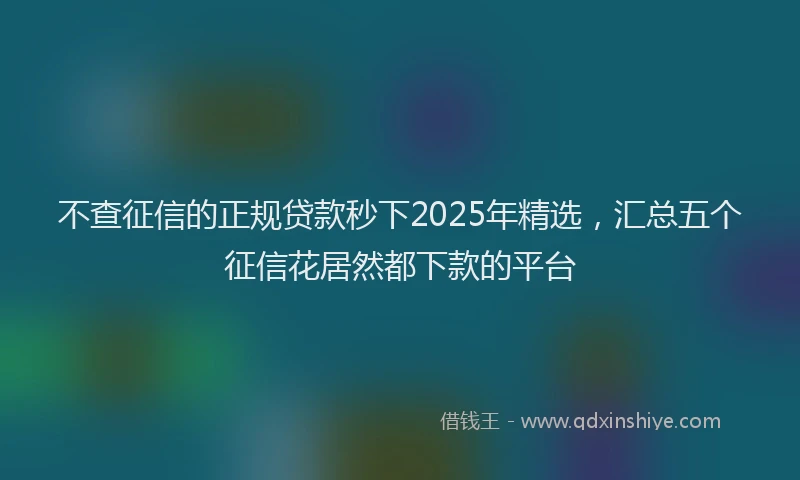 不查征信的正规贷款秒下2025年精选，汇总五个征信花居然都下款的平台