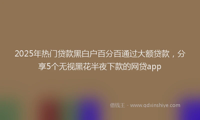 2025年热门贷款黑白户百分百通过大额贷款，分享5个无视黑花半夜下款的网贷app