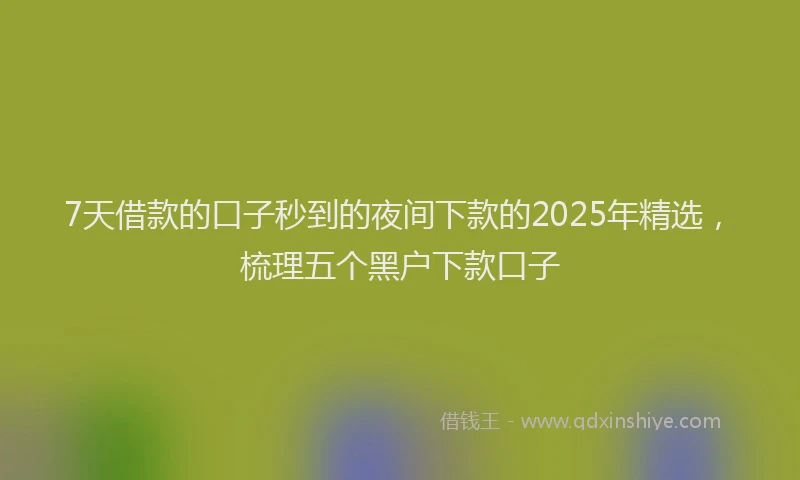 7天借款的口子秒到的夜间下款的2025年精选，梳理五个黑户下款口子