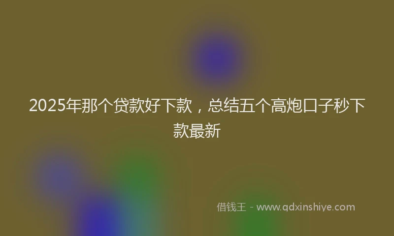 2025年那个贷款好下款，总结五个高炮口子秒下款最新