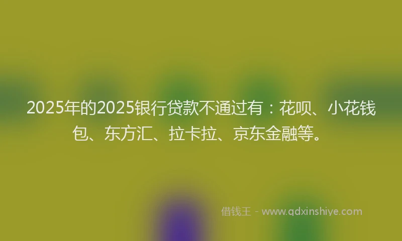 2025年的2025银行贷款不通过有：花呗、小花钱包、东方汇、拉卡拉、京东金融等。