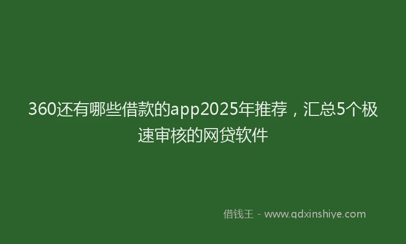 360还有哪些借款的app2025年推荐，汇总5个极速审核的网贷软件