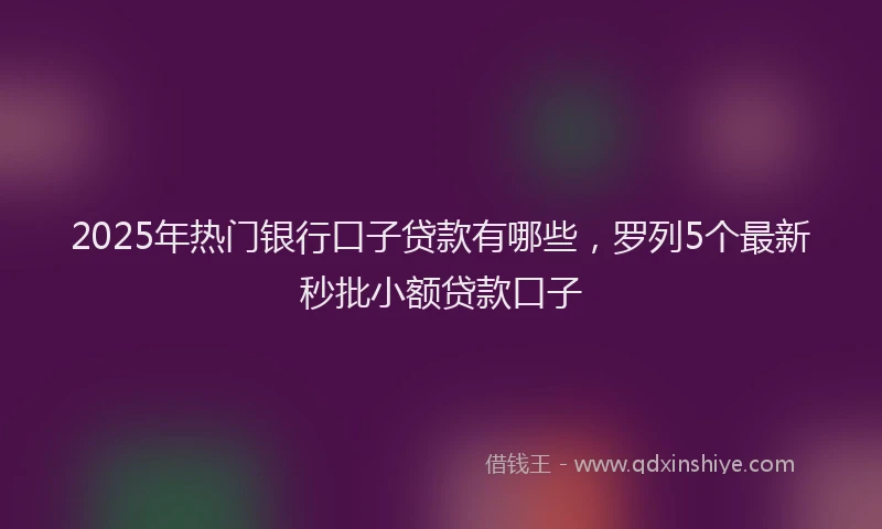 2025年热门银行口子贷款有哪些，罗列5个最新秒批小额贷款口子