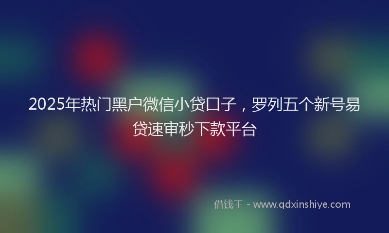 2025年热门黑户微信小贷口子，罗列五个新号易贷速审秒下款平台