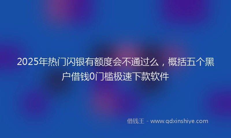 2025年热门闪银有额度会不通过么，概括五个黑户借钱0门槛极速下款软件