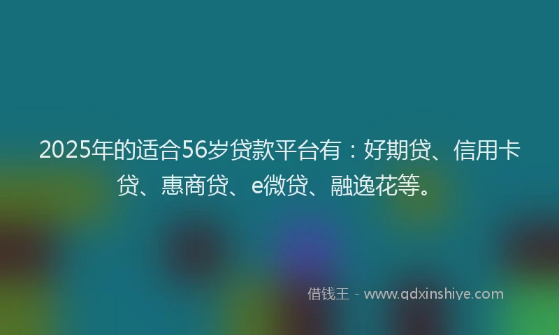 2025年的适合56岁贷款平台有：好期贷、信用卡贷、惠商贷、e微贷、融逸花等。