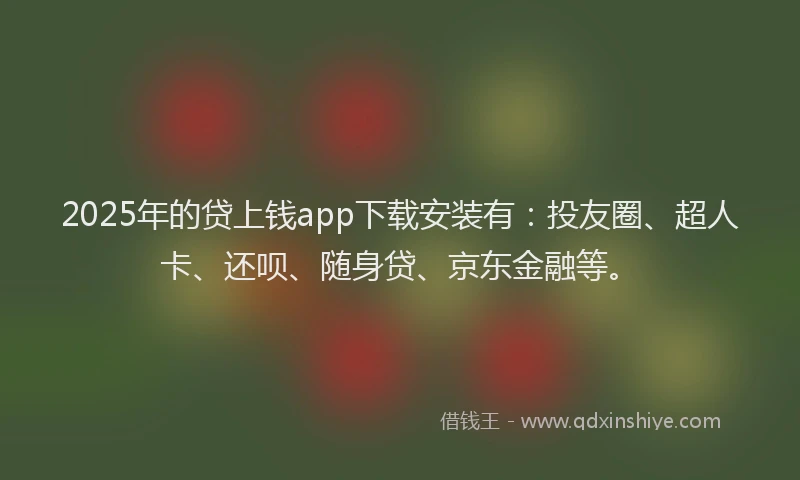 2025年的贷上钱app下载安装有：投友圈、超人卡、还呗、随身贷、京东金融等。