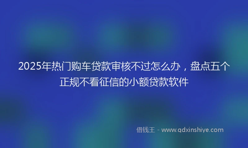 2025年热门购车贷款审核不过怎么办，盘点五个正规不看征信的小额贷款软件