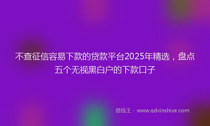 不查征信容易下款的贷款平台2025年精选，盘点五个无视黑白户的下款口子