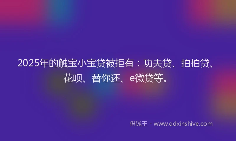 2025年的触宝小宝贷被拒有：功夫贷、拍拍贷、花呗、替你还、e微贷等。