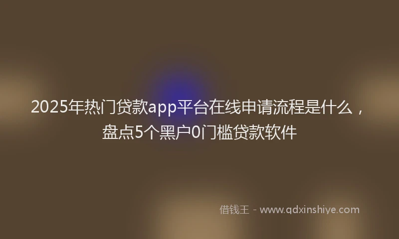 2025年热门贷款app平台在线申请流程是什么，盘点5个黑户0门槛贷款软件