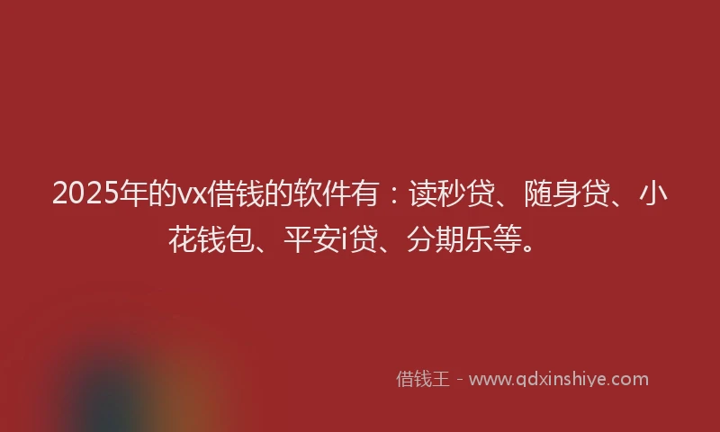2025年的vx借钱的软件有：读秒贷、随身贷、小花钱包、平安i贷、分期乐等。