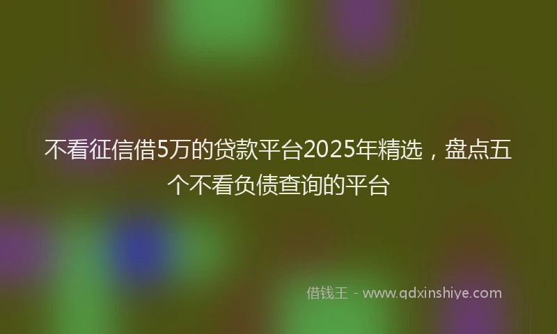 不看征信借5万的贷款平台2025年精选，盘点五个不看负债查询的平台
