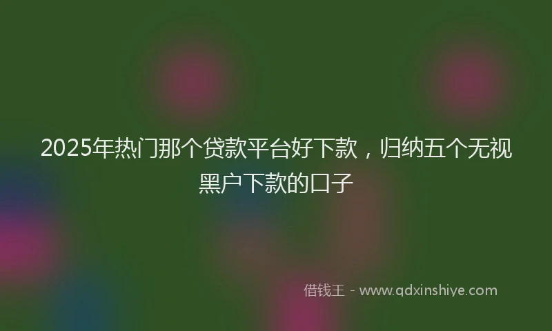 2025年热门那个贷款平台好下款，归纳五个无视黑户下款的口子