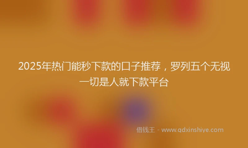 2025年热门能秒下款的口子推荐，罗列五个无视一切是人就下款平台