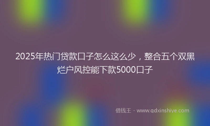 2025年热门贷款口子怎么这么少，整合五个双黑烂户风控能下款5000口子