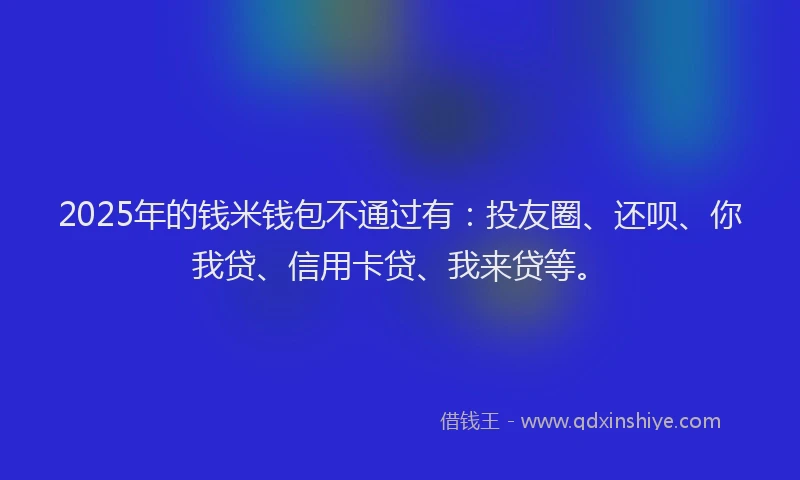 2025年的钱米钱包不通过有：投友圈、还呗、你我贷、信用卡贷、我来贷等。
