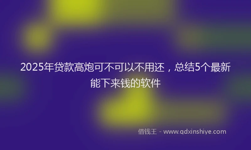 2025年贷款高炮可不可以不用还，总结5个最新能下来钱的软件