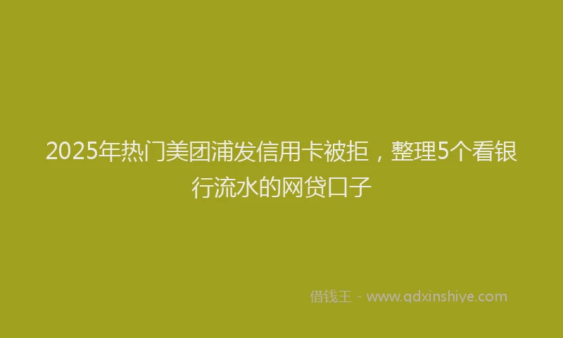 2025年热门美团浦发信用卡被拒，整理5个看银行流水的网贷口子
