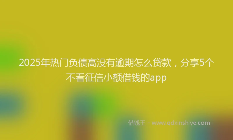 2025年热门负债高没有逾期怎么贷款，分享5个不看征信小额借钱的app