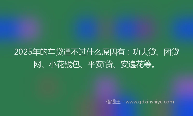 2025年的车贷通不过什么原因有：功夫贷、团贷网、小花钱包、平安i贷、安逸花等。