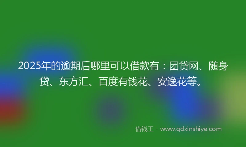 2025年的逾期后哪里可以借款有：团贷网、随身贷、东方汇、百度有钱花、安逸花等。