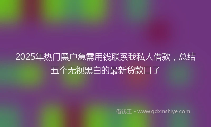 2025年热门黑户急需用钱联系我私人借款，总结五个无视黑白的最新贷款口子