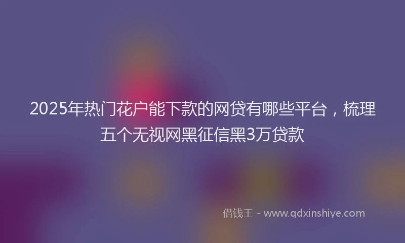 2025年热门花户能下款的网贷有哪些平台，梳理五个无视网黑征信黑3万贷款