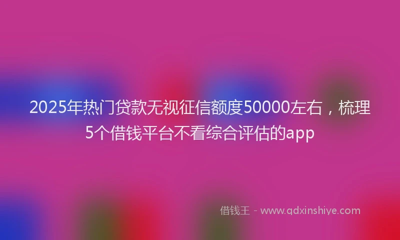 2025年热门贷款无视征信额度50000左右，梳理5个借钱平台不看综合评估的app