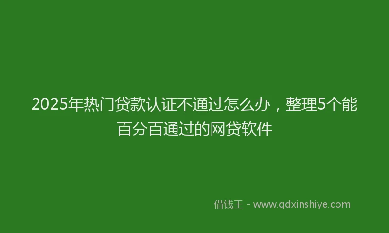 2025年热门贷款认证不通过怎么办，整理5个能百分百通过的网贷软件