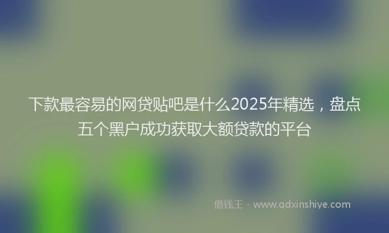 下款最容易的网贷贴吧是什么2025年精选，盘点五个黑户成功获取大额贷款的平台