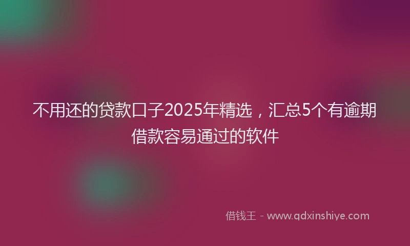不用还的贷款口子2025年精选，汇总5个有逾期借款容易通过的软件