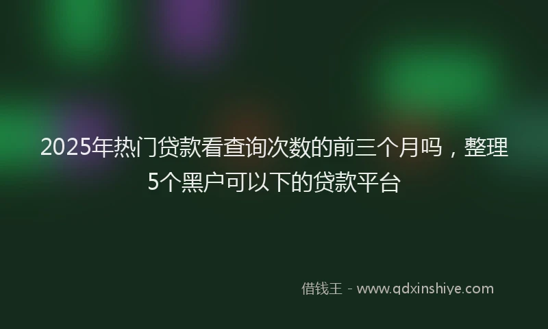 2025年热门贷款看查询次数的前三个月吗，整理5个黑户可以下的贷款平台