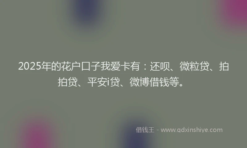 2025年的花户口子我爱卡有：还呗、微粒贷、拍拍贷、平安i贷、微博借钱等。