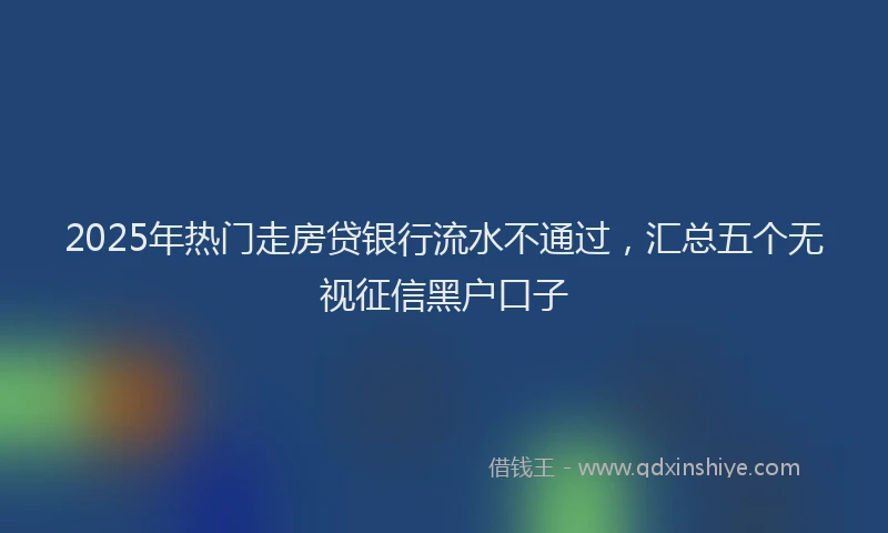 2025年热门走房贷银行流水不通过，汇总五个无视征信黑户口子