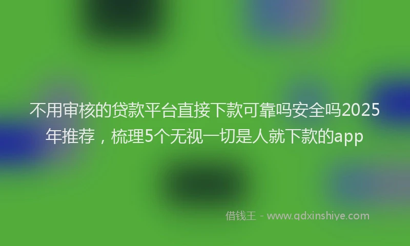 不用审核的贷款平台直接下款可靠吗安全吗2025年推荐，梳理5个无视一切是人就下款的app
