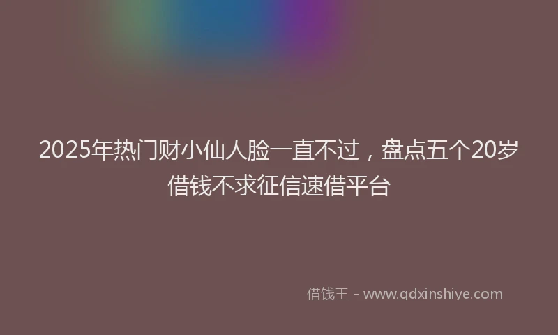 2025年热门财小仙人脸一直不过，盘点五个20岁借钱不求征信速借平台