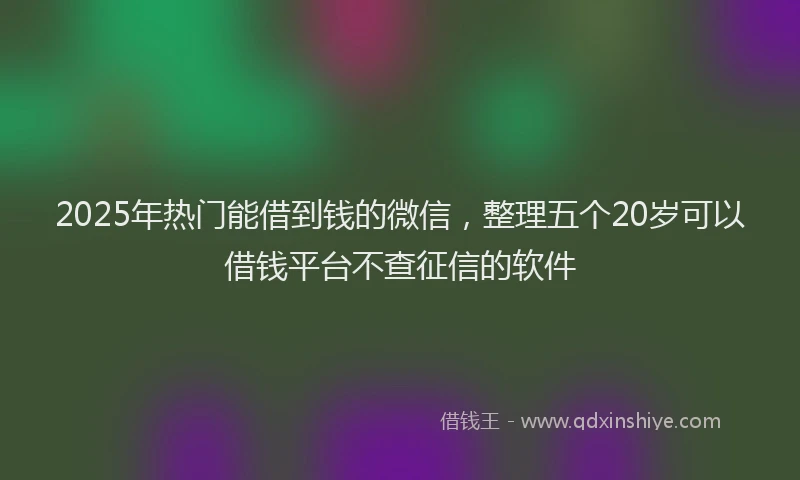 2025年热门能借到钱的微信，整理五个20岁可以借钱平台不查征信的软件