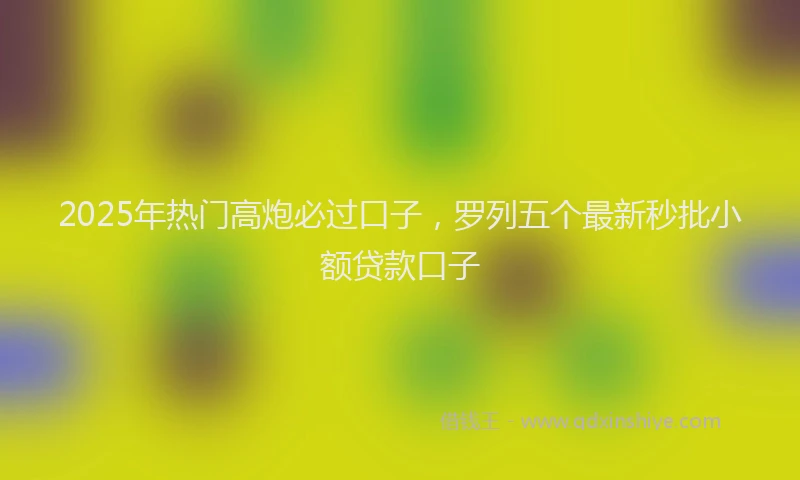 2025年热门高炮必过口子，罗列五个最新秒批小额贷款口子