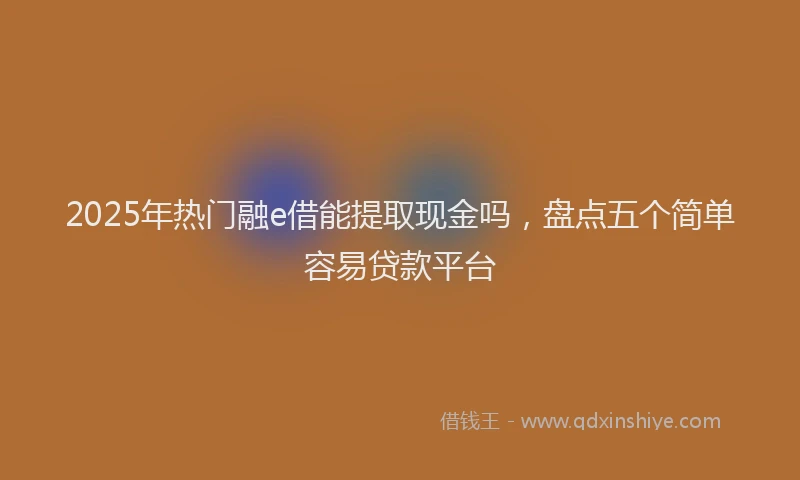 2025年热门融e借能提取现金吗，盘点五个简单容易贷款平台