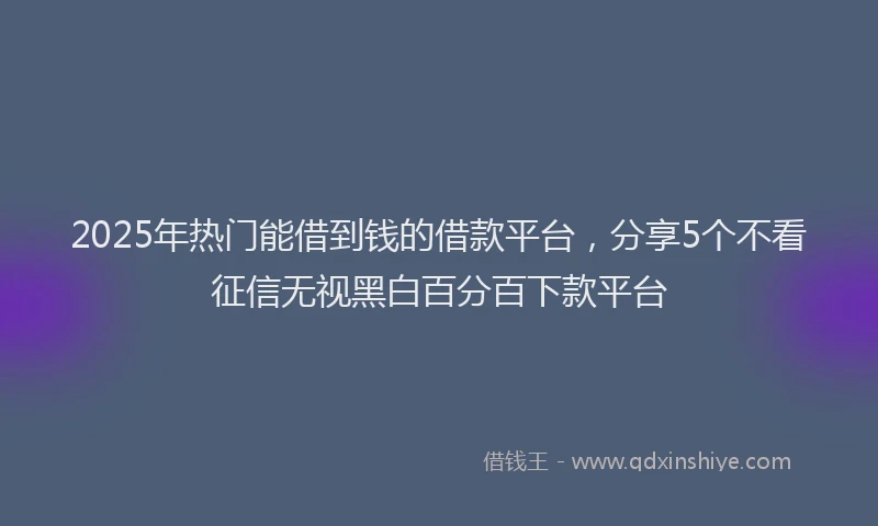 2025年热门能借到钱的借款平台，分享5个不看征信无视黑白百分百下款平台