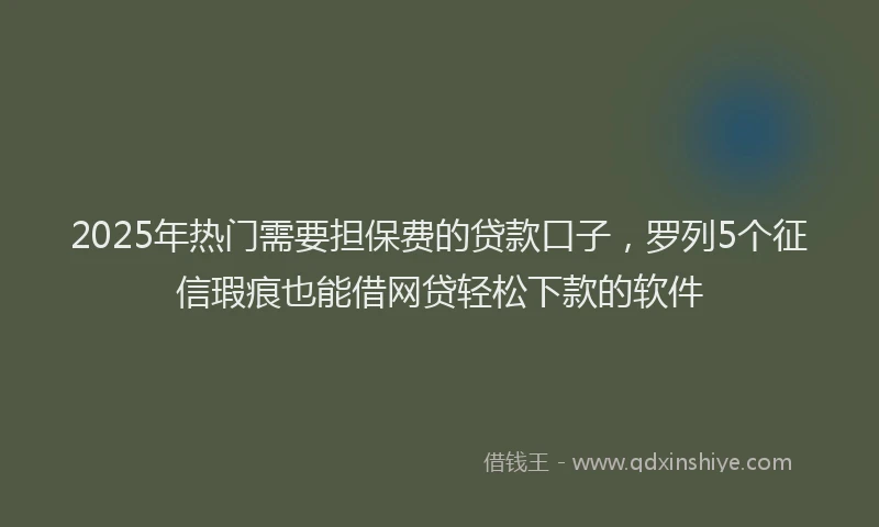 2025年热门需要担保费的贷款口子，罗列5个征信瑕疵也能借网贷轻松下款的软件