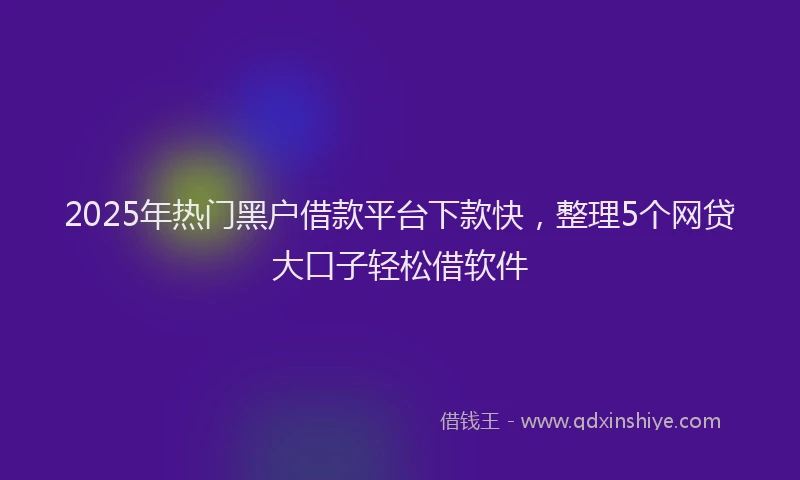 2025年热门黑户借款平台下款快，整理5个网贷大口子轻松借软件