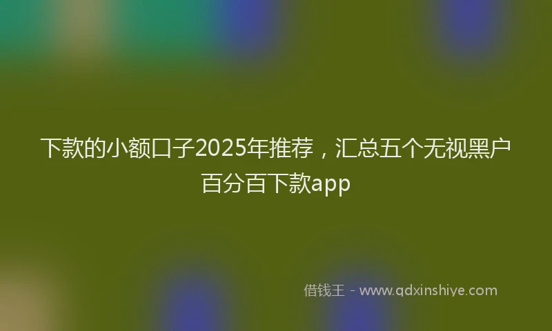 下款的小额口子2025年推荐，汇总五个无视黑户百分百下款app